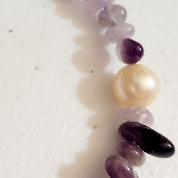 Amethyst and Freshwater Pearl Necklace - Vintage, Estate - Picture 8 of 8